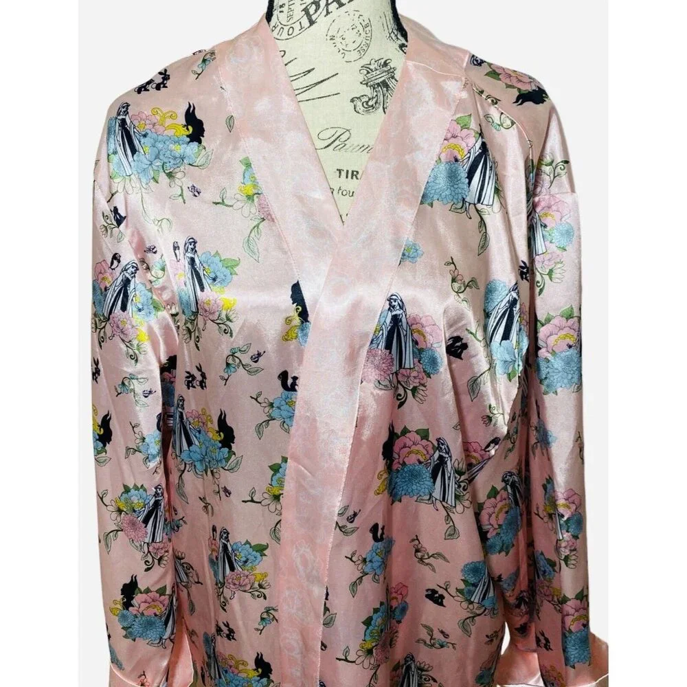 Disney Robe Pink Satin Princess‎ Aurora Sleeping Beauty Womens LARGE Sleepwear - Picture 2 of 8